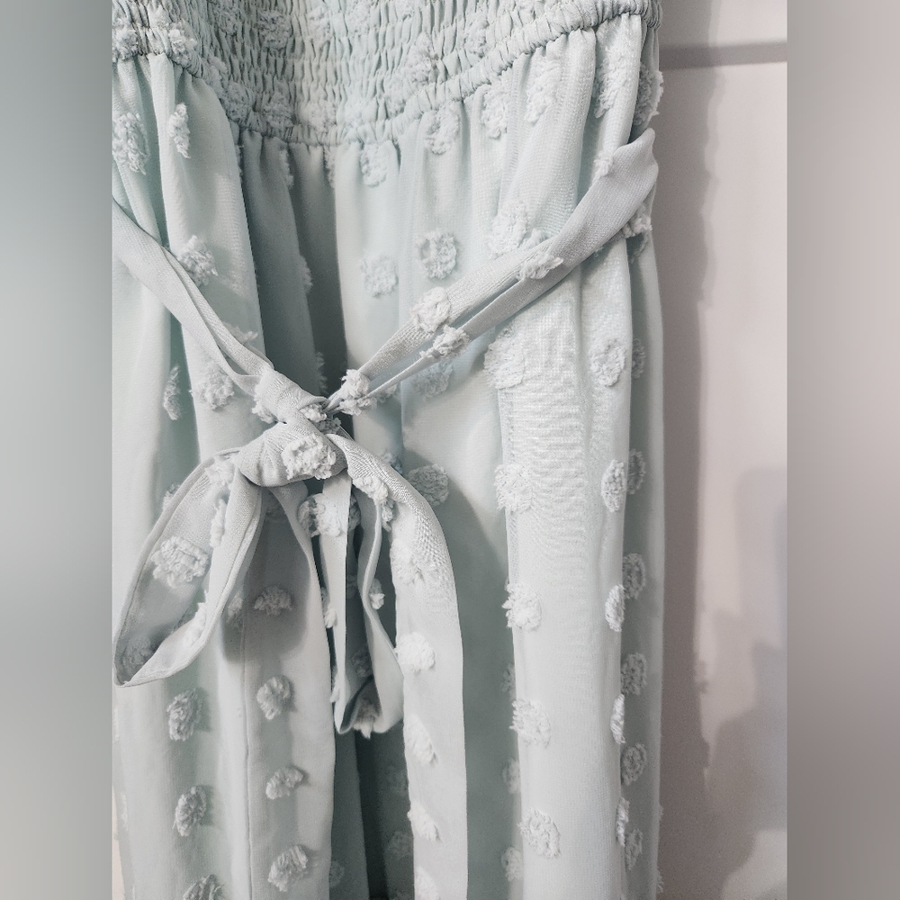 Seafoam smocked swiss dot maxi Leani Dress XL - Picture 3 of 4